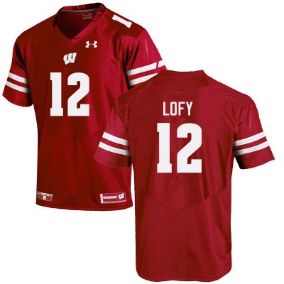 Men's Wisconsin Badgers NCAA #12 Max Lofy Red Authentic Under Armour Stitched College Football Jersey TB31U70XA